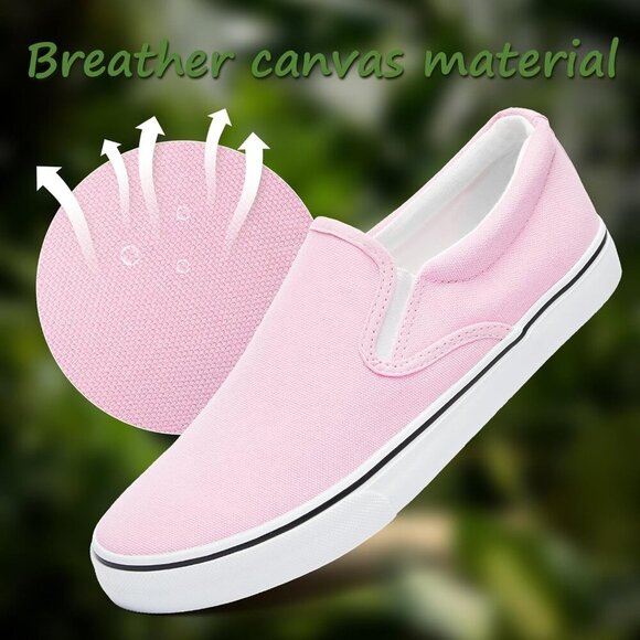 〽️Closed Toe Loafers Sneakers Men\'s Pink Canvas Slip On Casual Lightweight main image 6